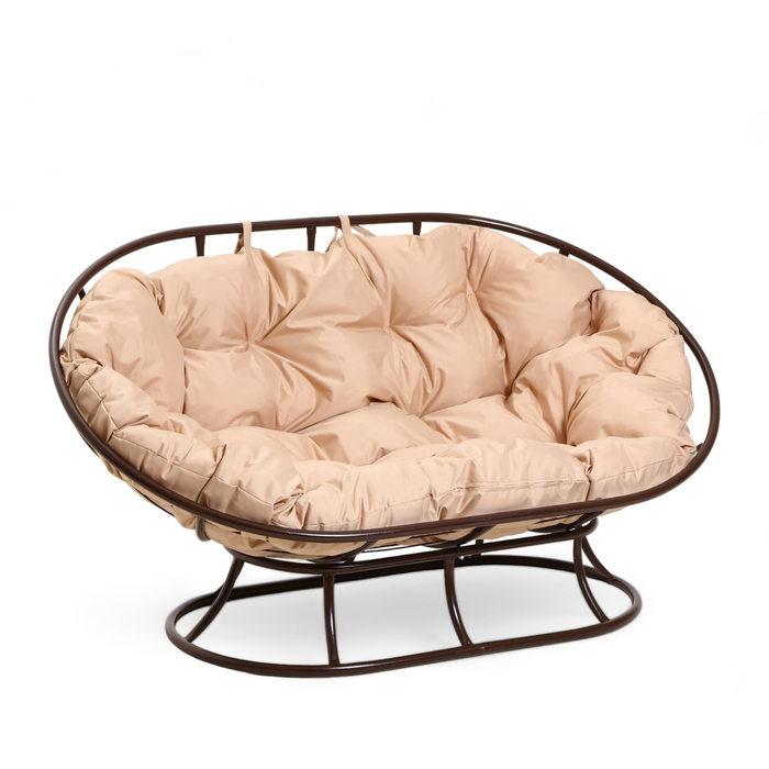 Диван «Мамасан», 164×104×75 см, коричневый, кремовая подушка