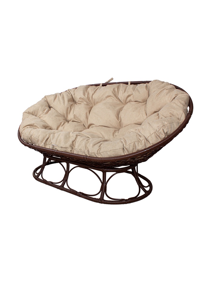 Диван МАМАСАН с ротангом коричневое, льняная подушка, шт